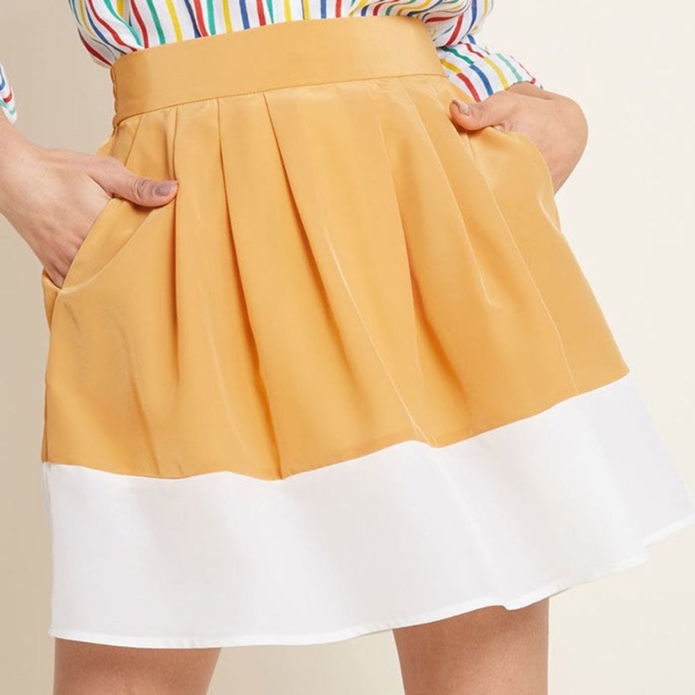 Modcloth Yellow/Orange A-Line Midi Skirt (new never worn)